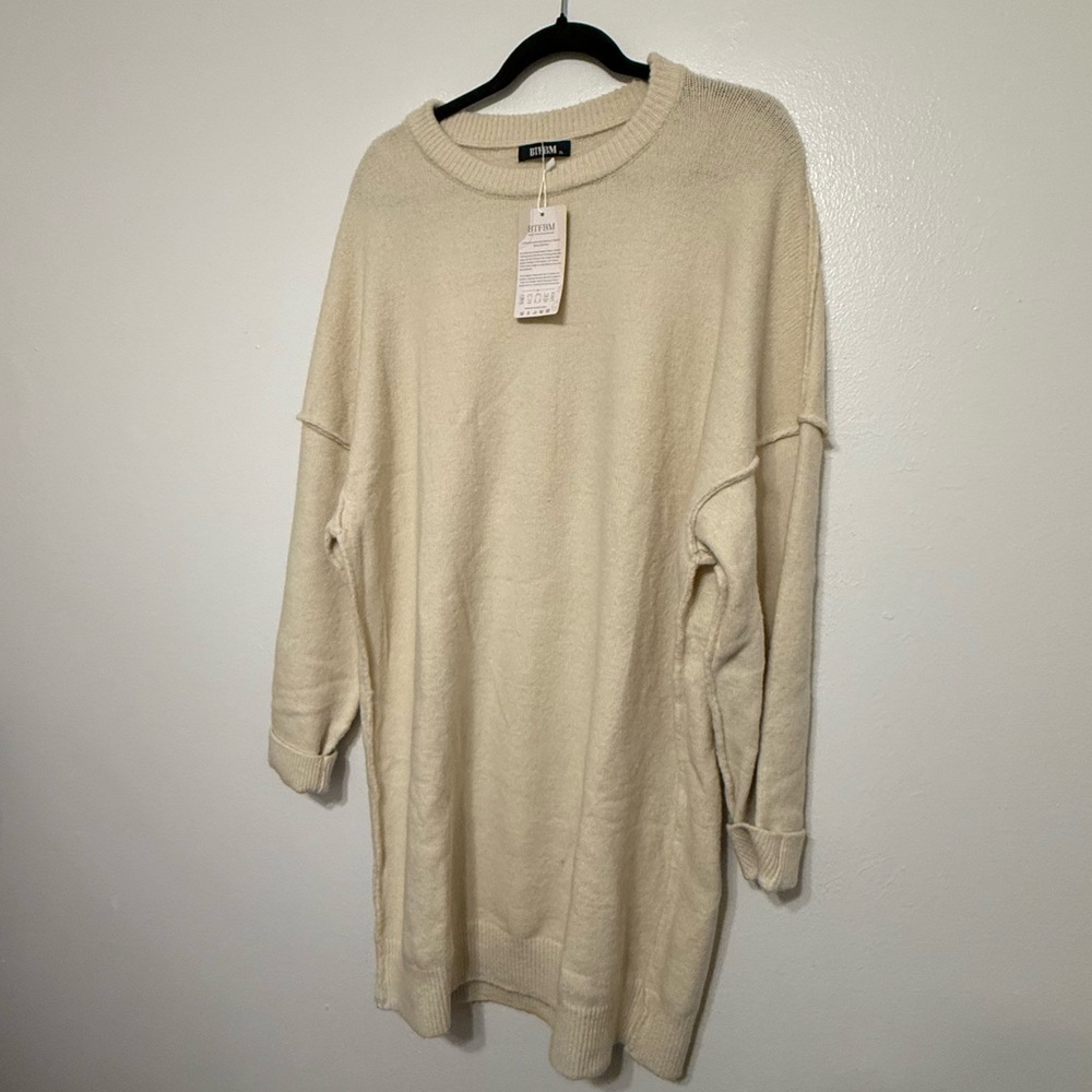 Cream Oversized Sweater Dress
